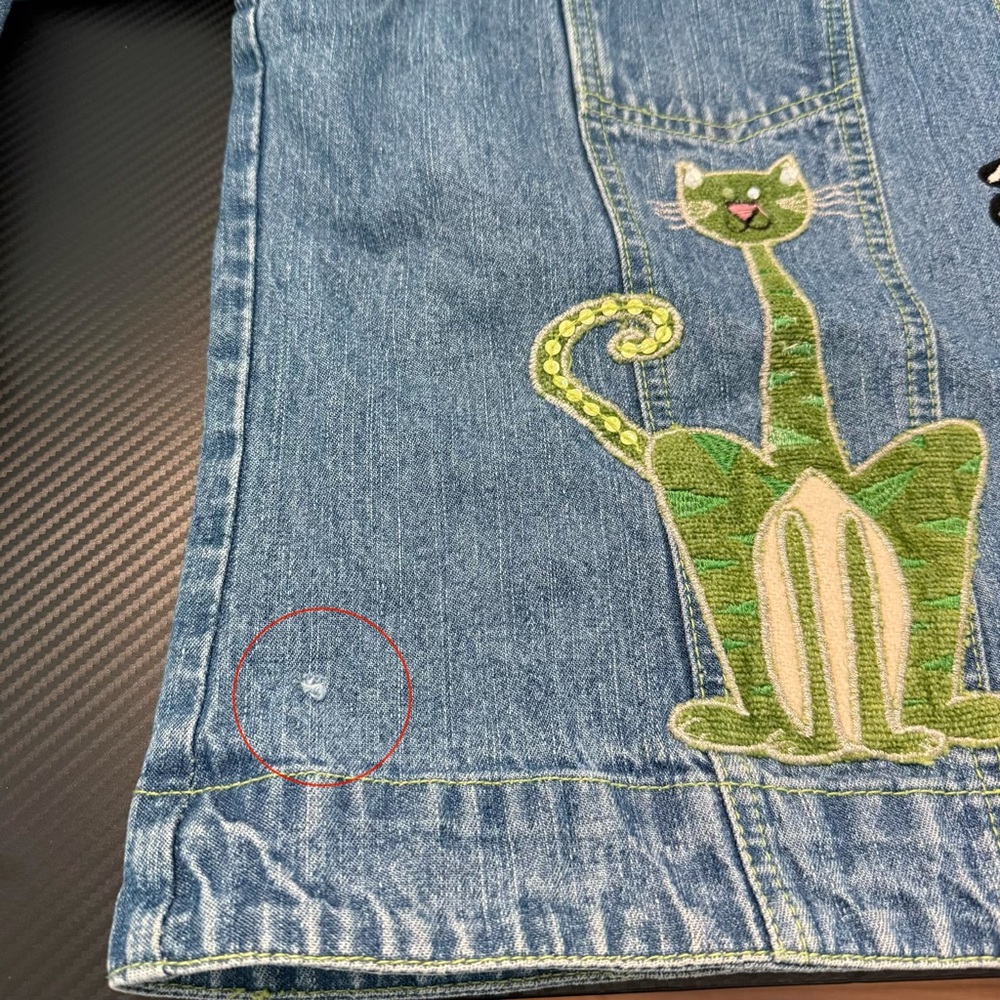 🐾 Blue Bayou Cat Embroidered Denim Jacket XL - Picture 14 of 15